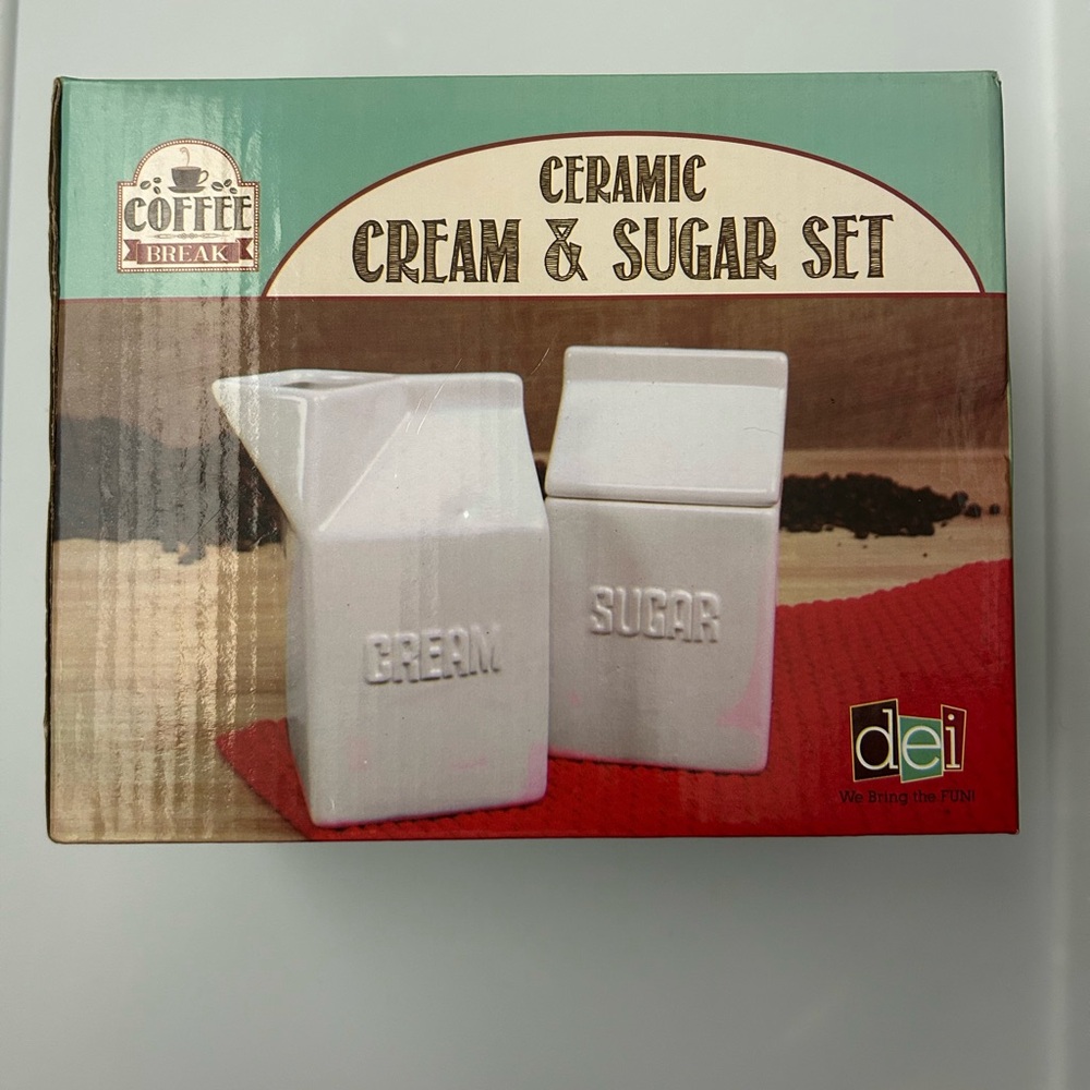 NIB Ceramic Cream & Sugar Set - White